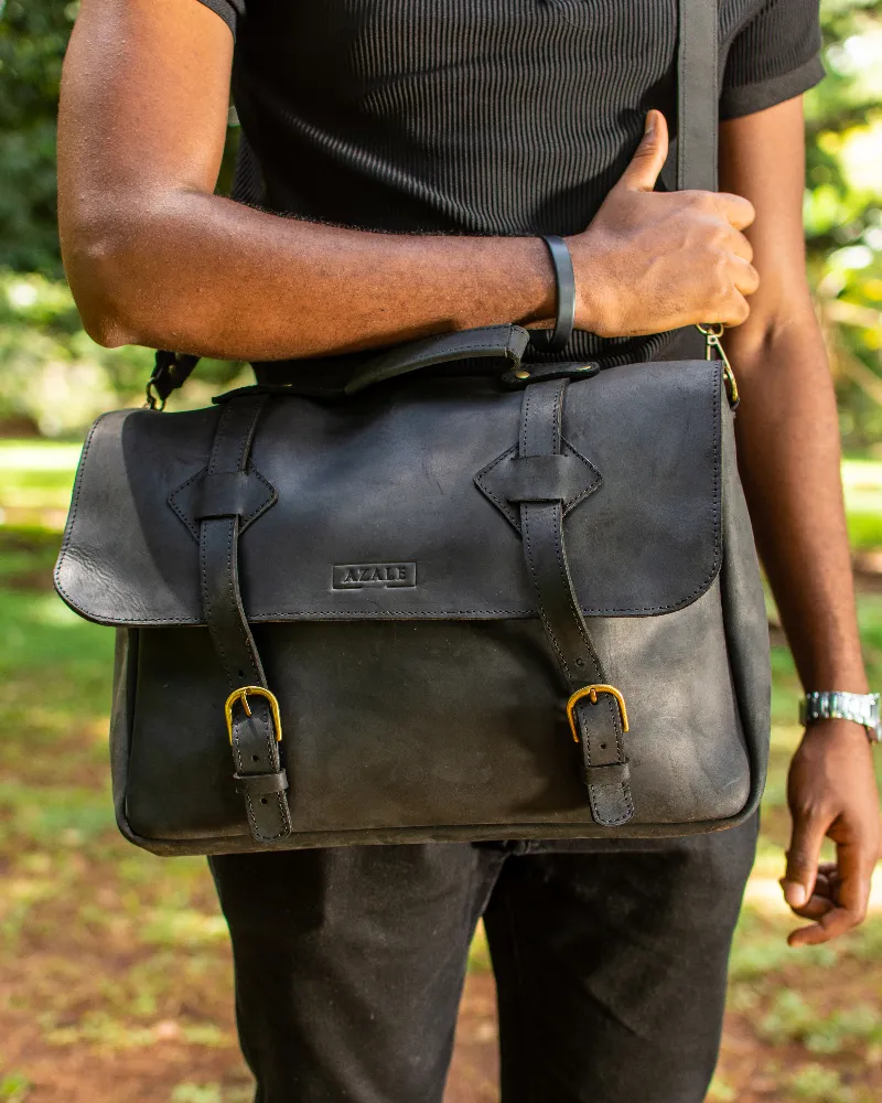 Steha leather laptop bag with shoulder strap