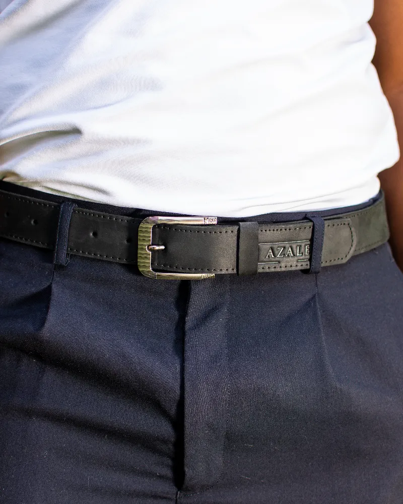 Black Azale men's leather belt