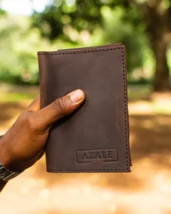Closed leather passport holder