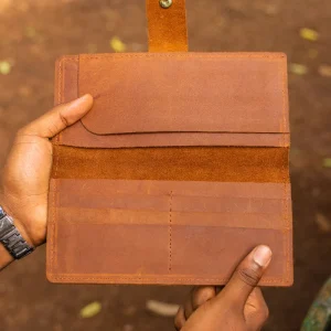 Inside open Azale leather chequebook holder