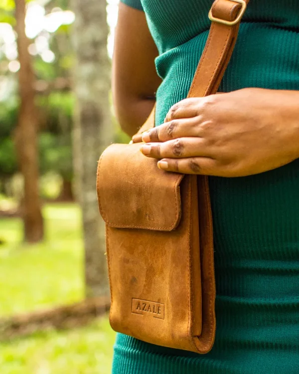 Tan Azale leather sling bag