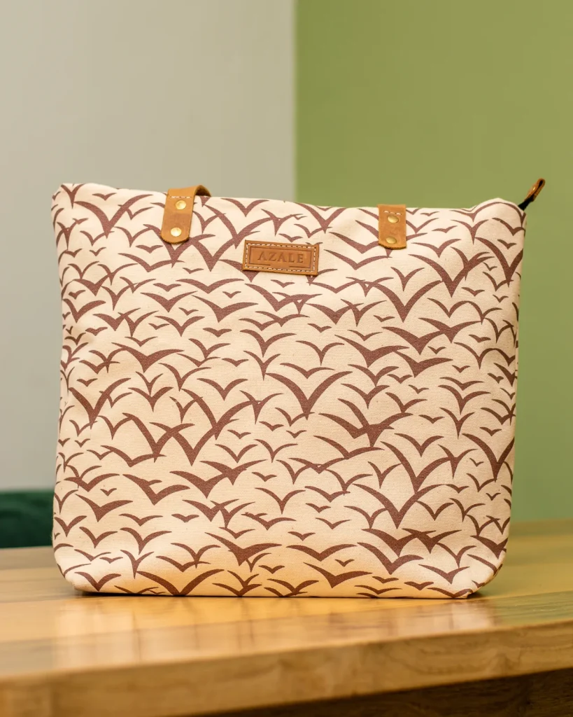 tan lela tote bag
